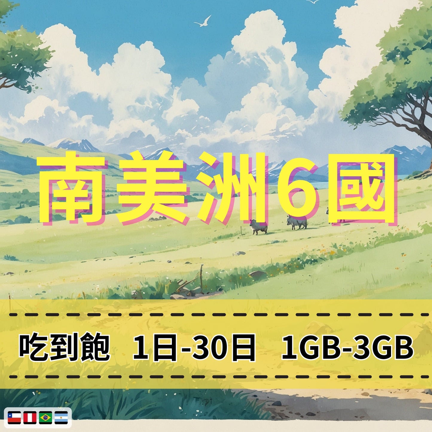 【eSIM】南美洲6國網卡 每日1GB 長期方案 環球旅遊 商務必備 即買即用
