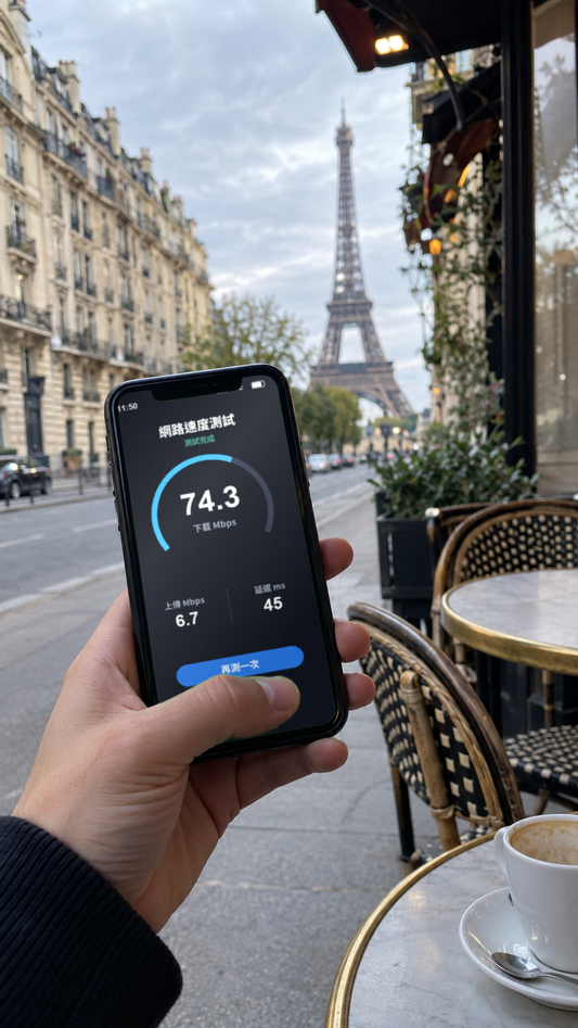 【eSIM】歐洲上網卡 48國|50GB高流量+500分鐘通話|O2電信|網速示意 SIM88-UGC-POS2