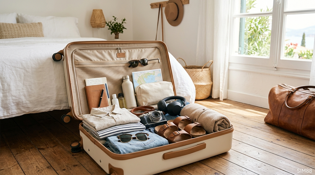 【終極旅遊行李打包清單 2026】出國前必看！7大類清單、打包技巧、手提/託運規定 | SIM88 旅遊上網攻略