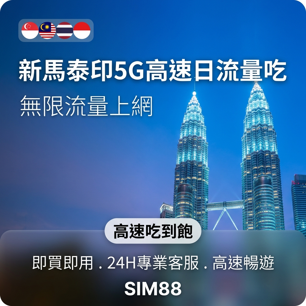 【eSIM】東南亞4國上網卡｜每日高速吃到飽｜新馬泰印｜峇里島可用