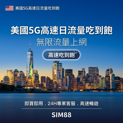 【eSIM】美國上網卡｜每日高速吃到飽｜三大電信收訊穩定｜1-30天