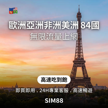 【eSIM】全球84國上網卡｜每日300MB輕量型｜轉機跨境專用