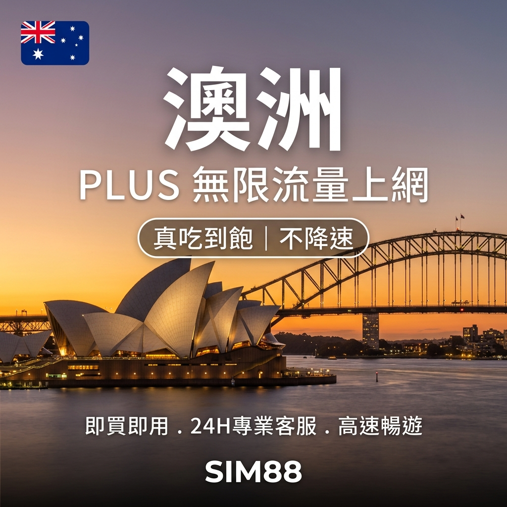 【eSIM】澳洲上網卡 PLUS｜真吃到飽不降速｜Optus電信