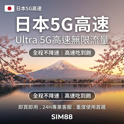 【eSIM】日本上網卡 Ultra｜5G全程不降速｜KDDI原生電信｜重度首選