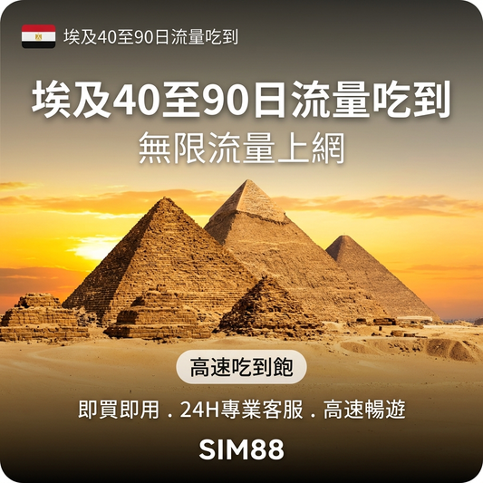 【eSIM】埃及上網卡｜每日高速吃到飽｜Etisalat電信｜40-90天