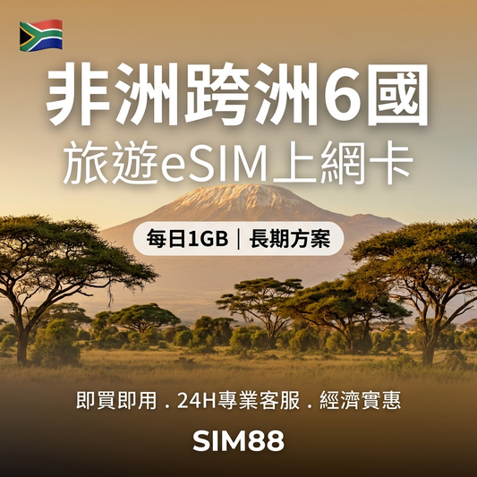 【eSIM】非洲6國上網卡｜每日1GB長期方案｜即買即用