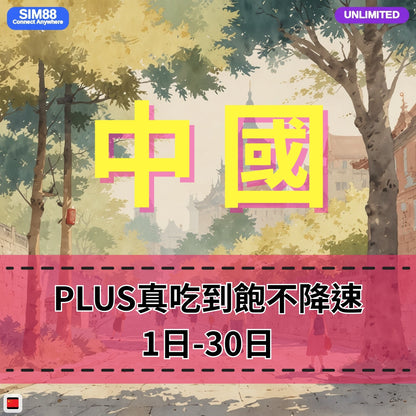 【eSIM】中國網卡 無限流量吃到飽 長期方案 免設定 隨買即用 即買即用