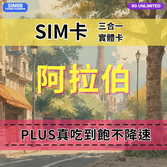 【實體卡】沙烏地阿拉伯 無限流量吃到飽 4G/5G 免設定 即插即用 -J
