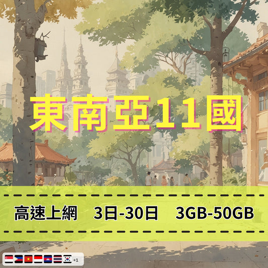【eSIM】東南亞11國網卡 總量3GB 長期方案 背包客必備 即買即用