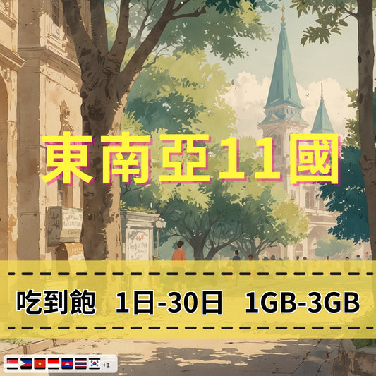 【eSIM】東南亞11國網卡 每日1GB 長期方案 背包客必備 即買即用