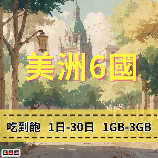【eSIM】美洲跨洲6國網卡 每日1GB 長期方案 環球旅遊 商務必備 即買即用
