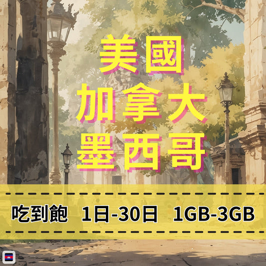 【eSIM】加拿大墨西哥美國網卡 總量3GB 長期方案 跨國免換卡 即買即用