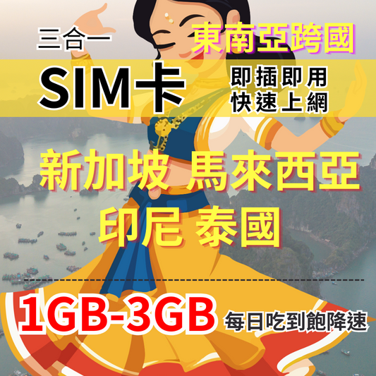 1-30 custom days 3GB all you can eat Singapore Malaysia Indonesia Thailand Southeast Asia travel Internet card 