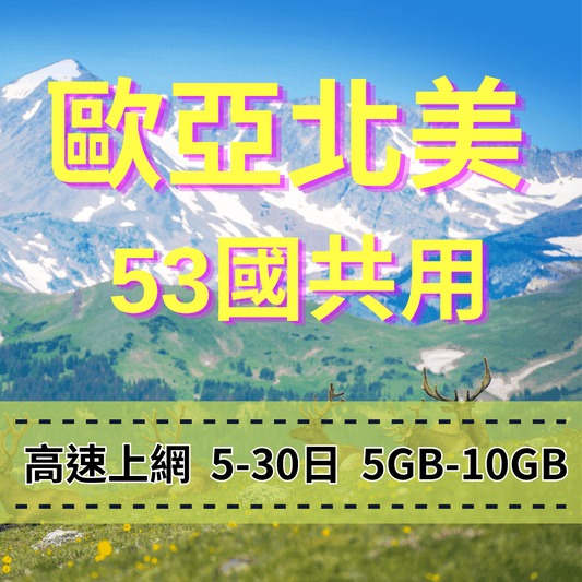 【eSIM】歐洲亞洲北美洲 53國共用 高流量上網｜總量前高速無限、超量後降速不斷線，跨53國多國，熱門旅遊地上網，全境暢遊無阻