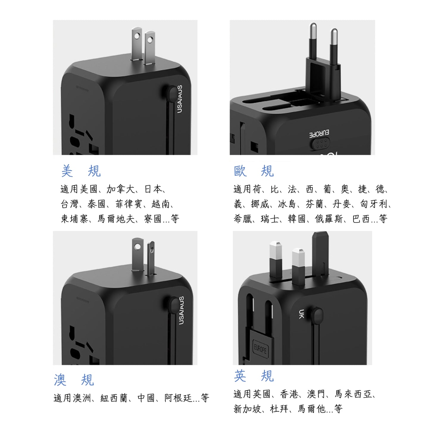 一顆就夠 全球多國轉接頭 | 110V~250V