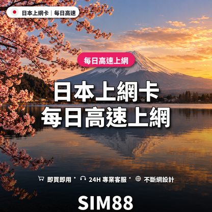日本實體卡上網卡｜每日高速上網｜SIM88