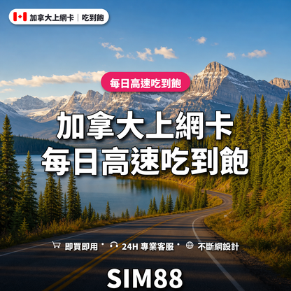 加拿大eSIM上網卡｜每日高速吃到飽｜SIM88
