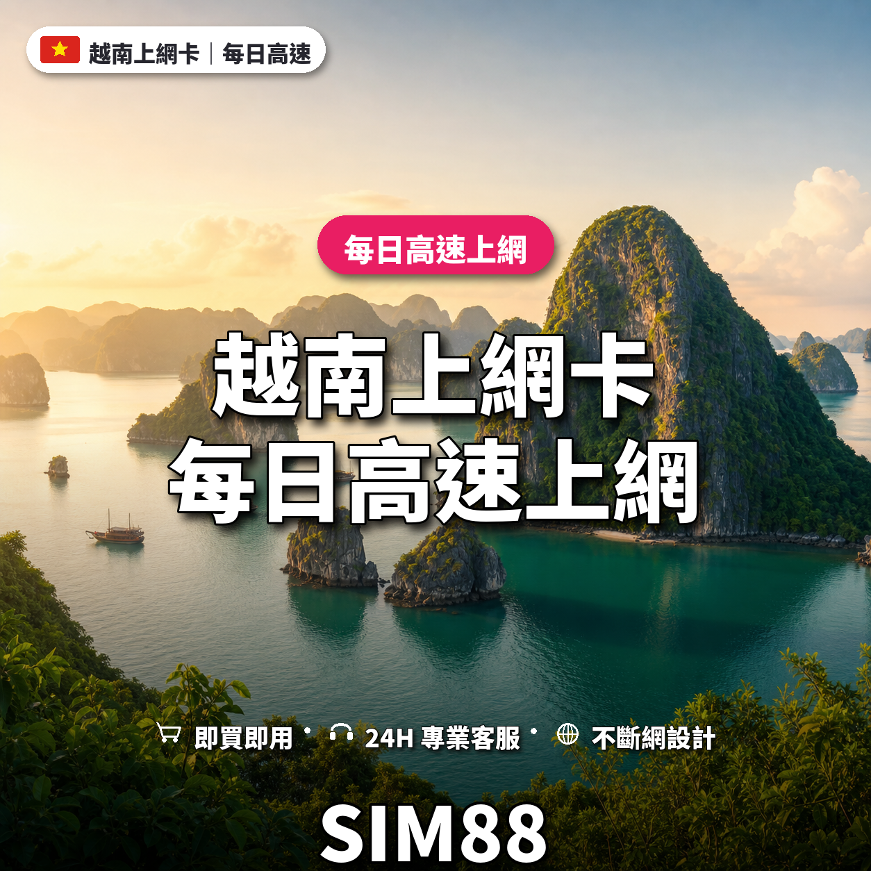 越南eSIM上網卡｜每日高速上網｜SIM88