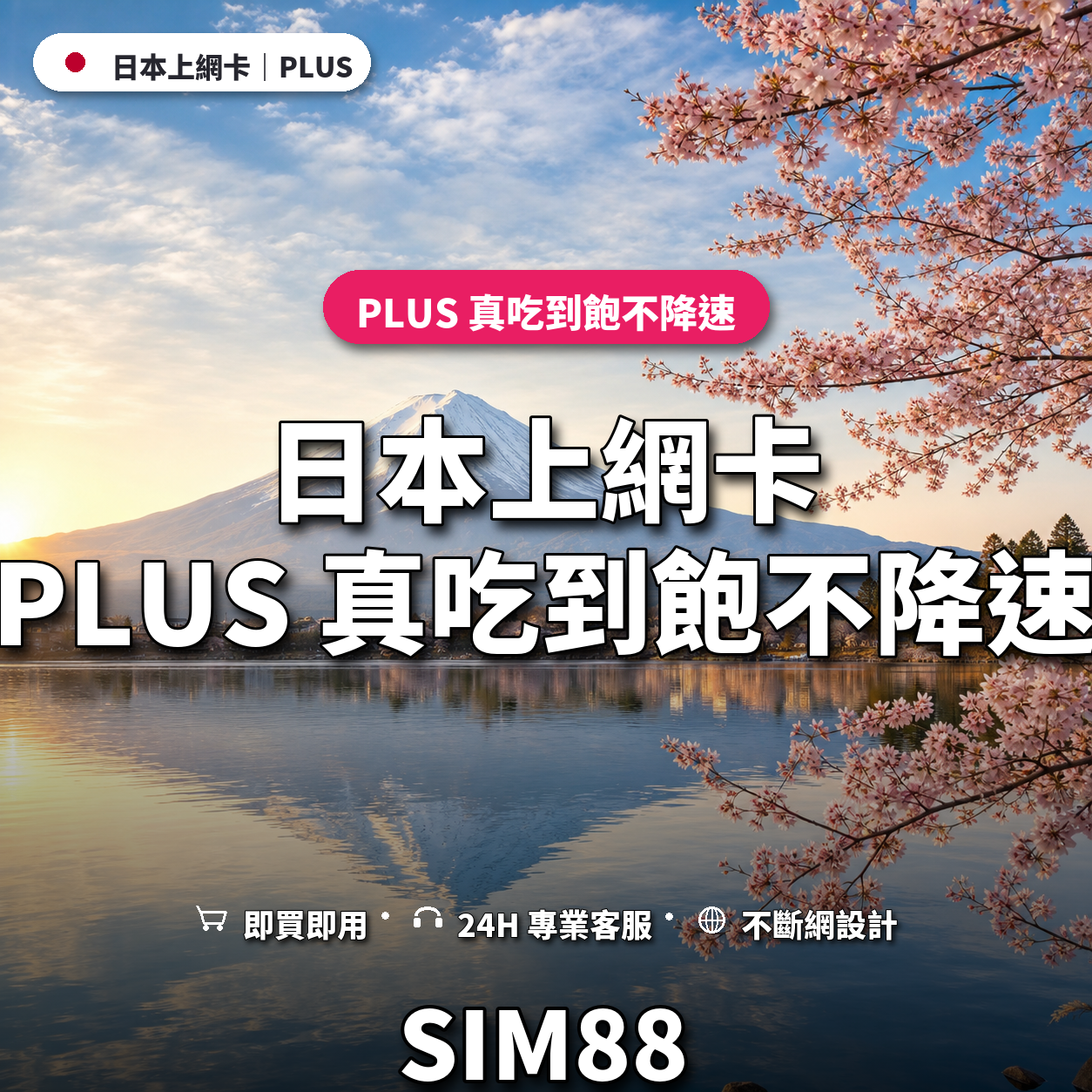 日本eSIM上網卡｜PLUS 真吃到飽不降速｜SIM88