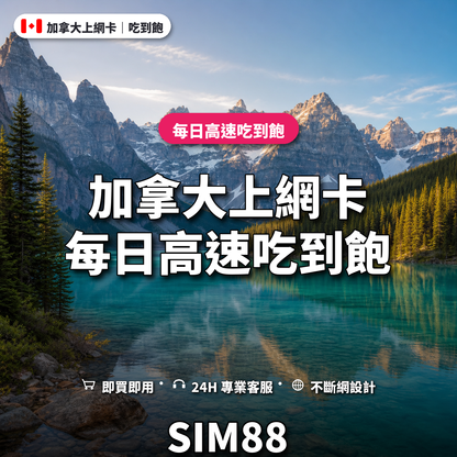 加拿大實體卡上網卡｜每日高速吃到飽｜SIM88
