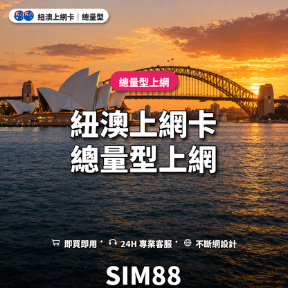 紐澳實體卡上網卡｜總量型上網｜SIM88