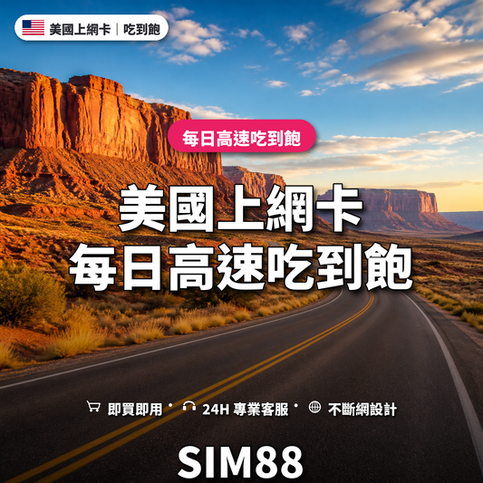 美國eSIM上網卡｜每日高速吃到飽｜SIM88