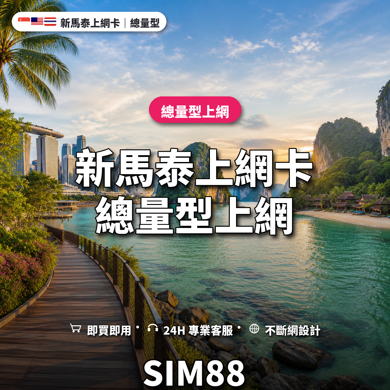 新馬泰eSIM上網卡｜總量型上網｜SIM88