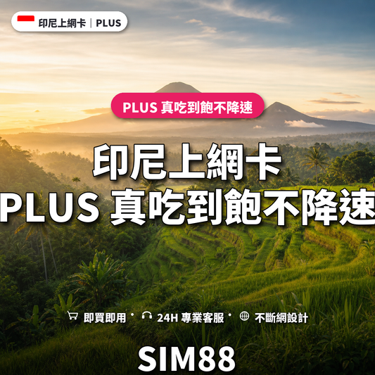 印尼eSIM上網卡｜PLUS 真吃到飽不降速｜SIM88