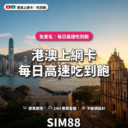港澳eSIM上網卡｜每日高速吃到飽｜SIM88