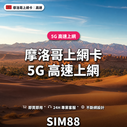 摩洛哥eSIM上網卡｜5G 高速上網｜SIM88