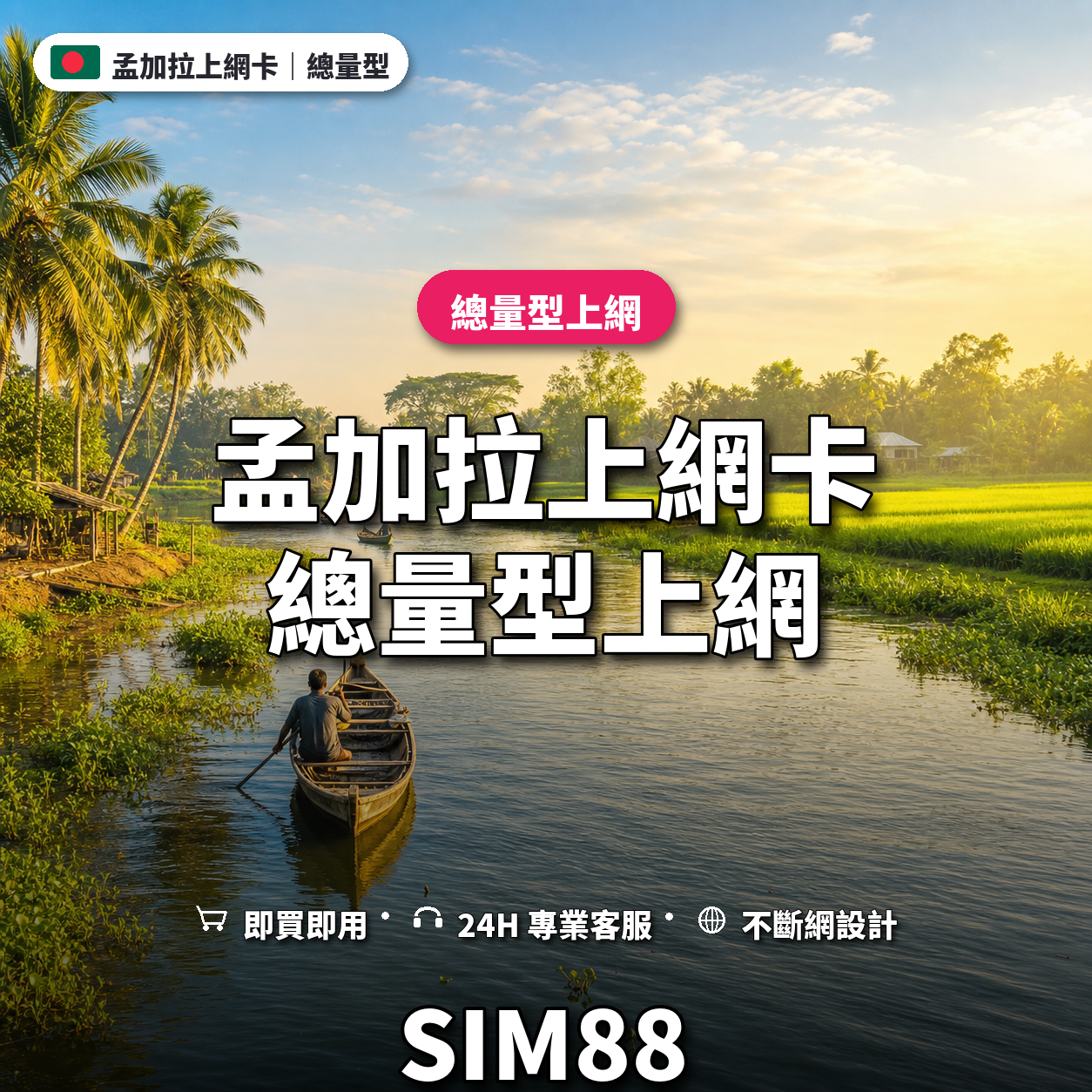 孟加拉實體卡上網卡｜總量型上網｜SIM88
