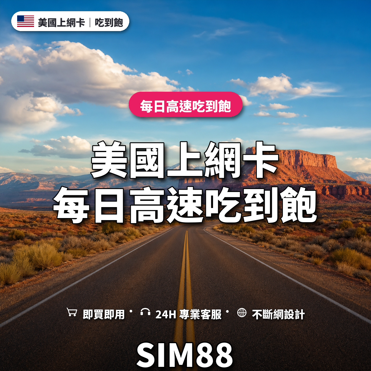 美國eSIM上網卡｜每日高速吃到飽｜SIM88