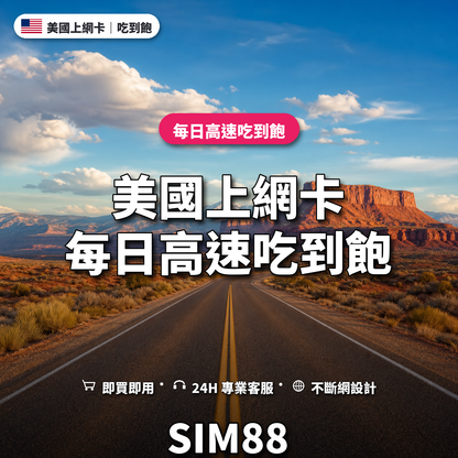 美國eSIM上網卡｜每日高速吃到飽｜SIM88