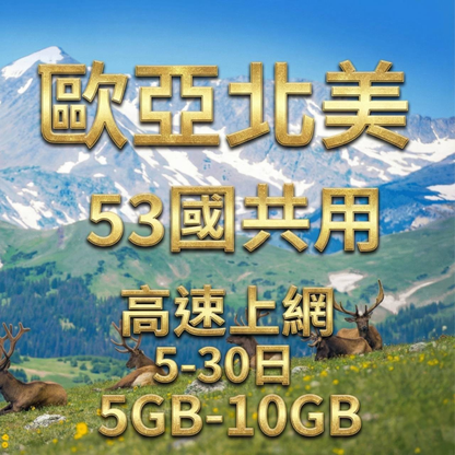 【eSIM】歐洲亞洲北美洲 53國共用 高流量上網｜總量前高速無限、超量後降速不斷線，跨53國多國，熱門旅遊地上網，全境暢遊無阻