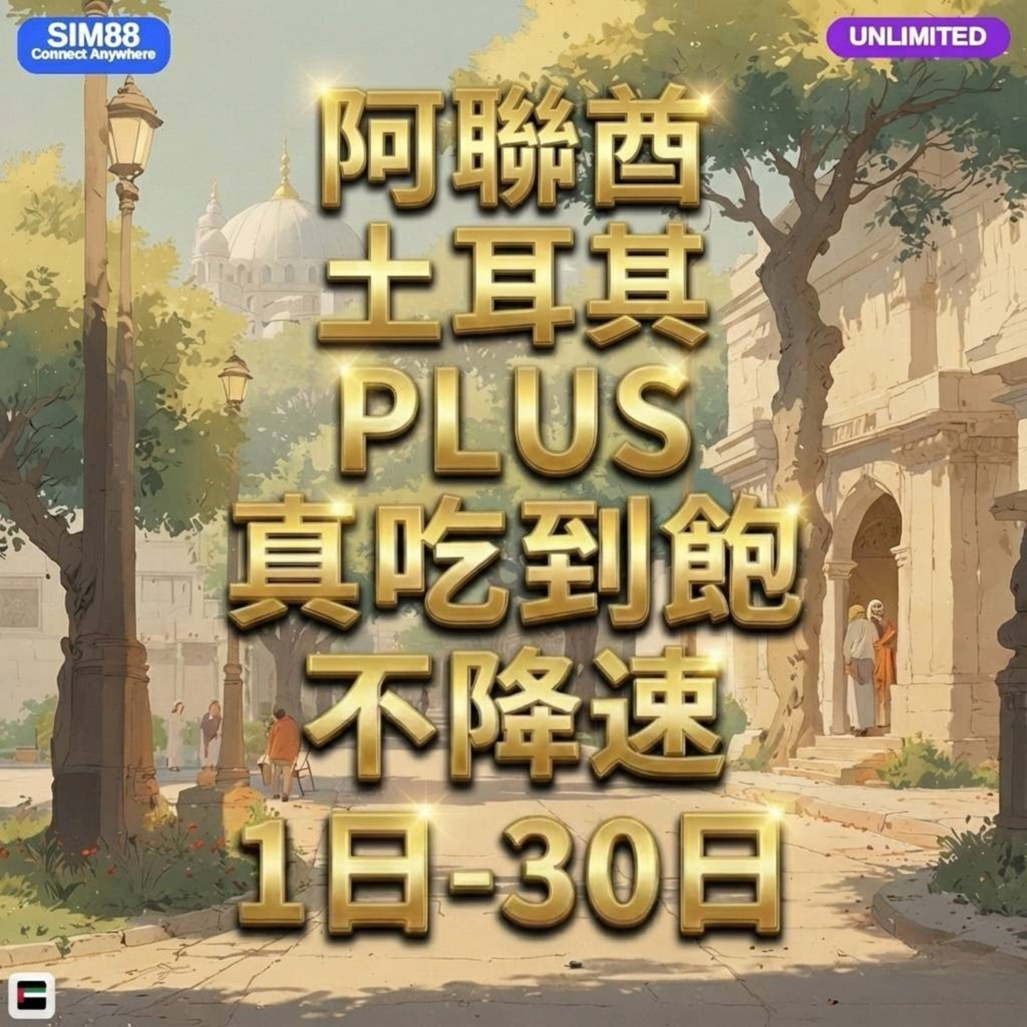 【eSIM】阿聯酋（阿拉伯聯合酋長國）網卡 每日1GB 長期方案 即買即用