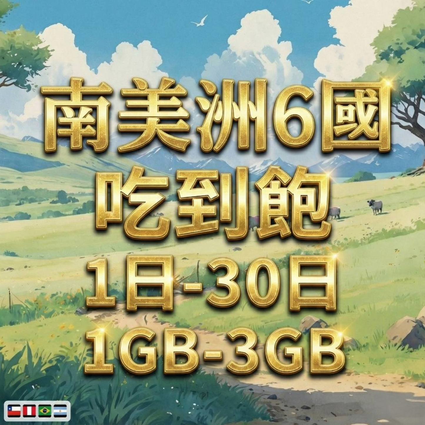 【eSIM】南美洲6國網卡 每日1GB 長期方案 環球旅遊 商務必備 即買即用