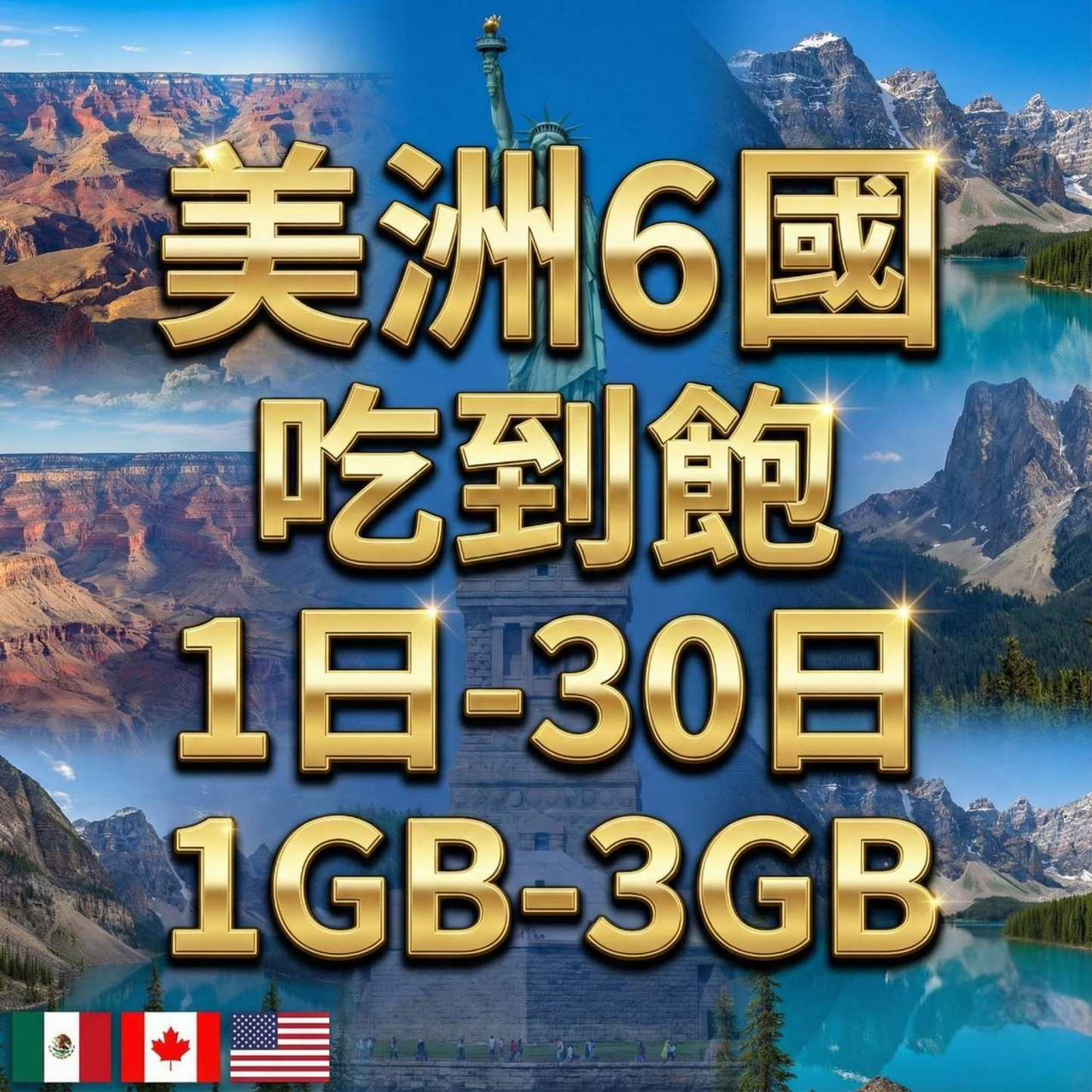 【eSIM】美洲跨洲6國網卡 每日1GB 長期方案 環球旅遊 商務必備 即買即用