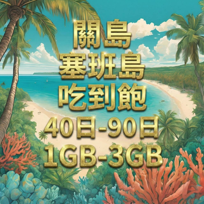【eSIM】關島、塞班島40至90日流量吃到飽方案｜Docomo電信｜每日高速用量達上限後降速無限使用，關島、塞班島暢遊上網，關島渡假首選