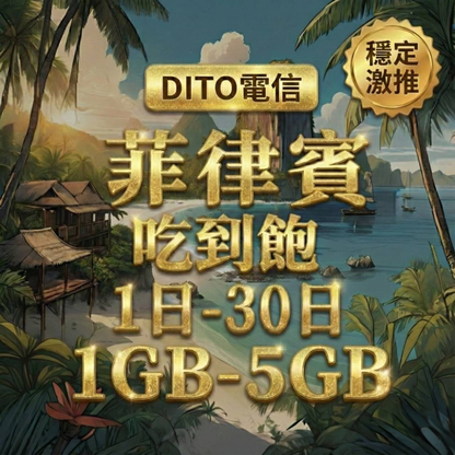 【eSIM】菲律賓日流量吃到飽方案 原生線路｜DITO電信｜每日高速用量達上限後降速無限使用，菲律賓全境暢遊上網