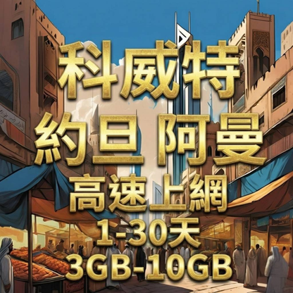 【eSIM】科威特、約旦、阿曼高流量上網｜zain電信｜總量前高速無限、超量後降速不斷線，科威特暢遊上網