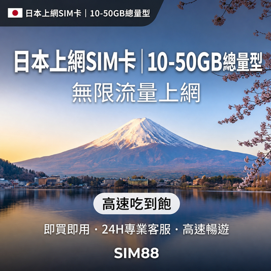 【實體卡】日本上網卡｜10-50GB總量型｜KDDI/Softbank-J