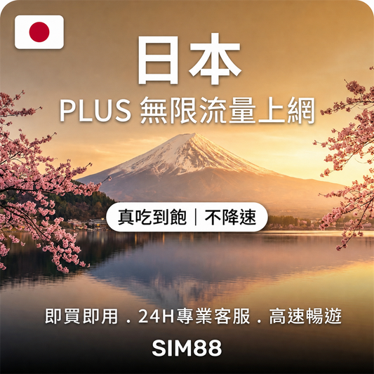 【實體卡】日本上網卡 PLUS｜真吃到飽不降速｜KDDI/Softbank-T