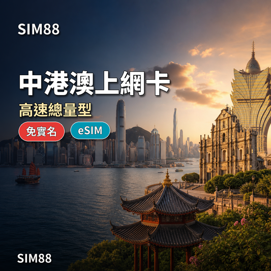 SIM88 中港澳上網卡 高速總量型 免實名 eSIM