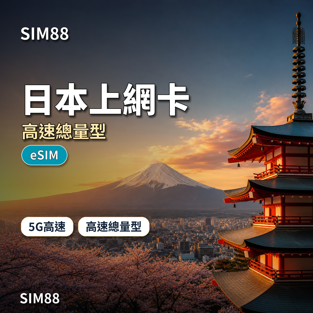 SIM88 日本上網卡 高速總量型 eSIM