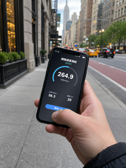【eSIM】北美 3 國 (美/加/墨)｜每日高速流量｜4G/5G高速｜AT&T/T-Mobile/Bell｜網速示意 SIM88-UGC-POS2