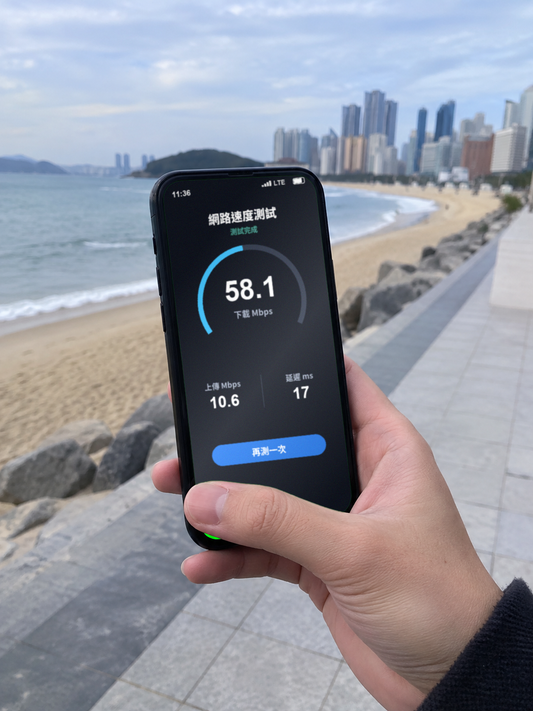 【eSIM】韓國上網卡｜每日500MB輕量型｜韓國主要電信｜1-30天｜網速示意 SIM88-UGC-POS2